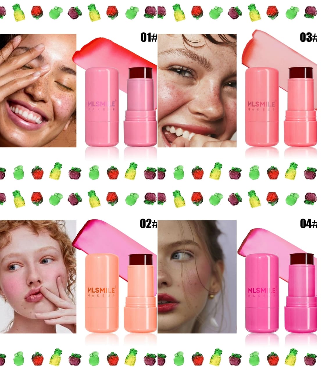 Set Of 4 Lip And Cheek Blush Stick, Long Lasting Moisturized Jelly Tint, Beauty Matte Cheek Blush Stick Set Of 4 Lip And Cheek Blush Stick, Long Lasting Moisturized Jelly Tint, Beauty Matte Cheek Blush Stick